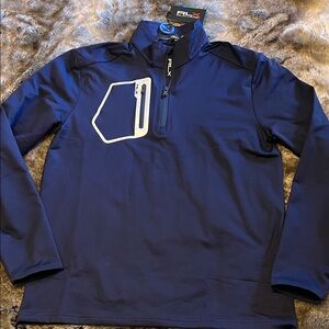 RLX Ralph Lauren 1/4 Zip Pullover Shirt Mens M  Blue Wicking Pocket NWT $148
